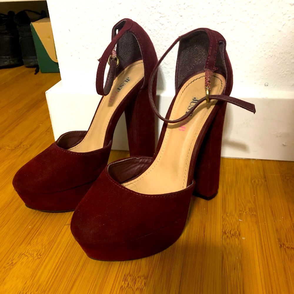 Maroon heels.